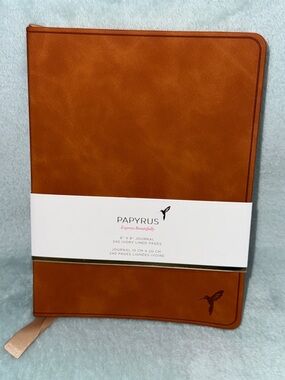 Papyrus Faux Leather Journal in Warm Cognac Brown